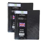 FotoStation Twin Wire Spiral Bound A4 Notebook, 2 Pack of Premium A4 Black Notebook with Pen - Poly Cover, 68GSM Ruled Pages, 140 Perforated Pages Notepad Ideal for Students, Office & Journaling