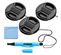 Fotover 46mm Lens Cap Bundle, 3 Pack Universal Snap on Front Centre Pinch Lens Cover Set with Microfiber Lens Cleaning Cloth for Canon Nikon Sony Olympus DSLR Camera + Camera Lens Cleaning Pen