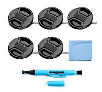 Fotover 46mm Lens Cap Bundle, 5 Pack Universal Snap on Front Centre Pinch Lens Cover Set with Microfiber Lens Cleaning Cloth for Canon Nikon Sony Olympus DSLR Camera + Camera Lens Cleaning Pen
