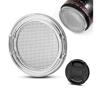 Fotover 77mm Lens Cap Transparent,Universal Snap on Front Side Pinch Lens Cover with Centre Pinch Lens Cap Replacement for Canon Nikon Sony Olympus Tamron Sigma Panasonic Samsung DSLR Camera