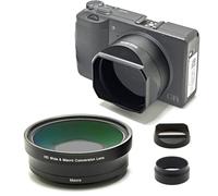 FotoZ Conversion Lens for Ricoh GR III & GR III HDF, 49mm 0.75x Wide Angle & Macro 2 in 1 With Hood, Filter Adapter Replaces GA-1