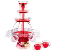 3-Tier Electric Fountain Drink Machine, Cocktail Red Wine Drinking Fountain Beverage Beer Party Fountain With LED Lighted Base Includes 5 Reusable Cups