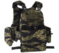 Fotrsta Tactical Tiger Stripes Vest Set, Tactical Plate Carrier Vest Lightweight Adjustable Quick Release Gear MOLLE Triple Magazine Pouch
