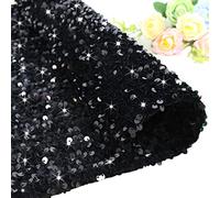 FOTSHARER Black Sequin Fabric by The Yard 1 Yard Velvet Fabric for Sewing Flip Sequins Material Sparkle Sequence Fabric Stretch Glitter Material for Wedding Dress Banquet Thick Quilting Mesh Fabric