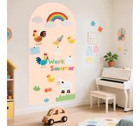 FOTSHARER Magnetic Arch Wall Decal 100x45 Cm Magnetic Chalkboard Contact Paper for Wall Peel and Stick Self Adhesive Magnet Board Sticker Roll with 36 Letters for Playroom（Milk Tea）