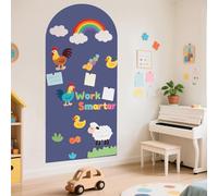 FOTSHARER Magnetic Wall Decal Dusty Blue Magnetic Chalkboard for Wall 100x45cm Arch Wall Decal Sticker Sheets Peel and Stick Chalk Board Roll for Playroom Classroom
