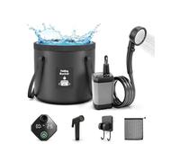 FOTSHARER Portable Shower Camping Water with Shower Head 3 Spray Modes, Shower Pump with LED Display Foldable Bucket Outdoor Showering for Hiking RV Car Travel Pet