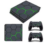 FOTTCZ Vinyl Skin for PS4 Pro Console & Controllers Only, Sticker Decorate and Protect Equipment Surface, Gray Green Nest