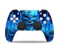 FOTTCZ Vinyl Skin for PS5 Digital/Disk Controller, Sticker Decorate and Protect Device Surface, Blue Fire Evil Spirit