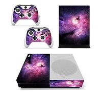 FOTTCZ Vinyl Skin for Xbox One Slim Console & Controllers Only, Sticker Decorate and Protect Equipment Surface, Purple Nebula