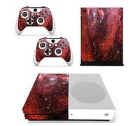 FOTTCZ Vinyl Skin for Xbox One Slim Console & Controllers Only, Sticker Decorate and Protect Equipment Surface, DarkRed Nebula