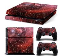 FOTTCZ Whole Body Vinyl Skin Sticker Decal Cover for PS4 Console and 2PCS Controllers Skins Red Nebula