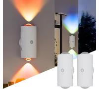 FotuYogo Motion Sensor Light Indoor, 2Pcs RGB Multi-Color Changing LED Wall Sconces with USB Cable & Magnetic Patch, Rechargeable Night Lights for Bedroom Corridor Staircase