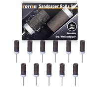FOTYBEI 10Pcs 400 Grit Sanding Drums Sandpaper Sticks Set for Dremel Rotary Tool Accessories with 1/8" Shank, Suitable for Metal Rust Removal/Jade Polishing/Stone Grinding
