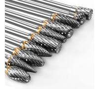 FOTYBEI 10Pcs Tungsten Carbide Rotary Burr Set Compatible with Dremel Rotary Tool Accessories, Die Grinder Bits with 1/8" Shank for DIY Woodworking, Carving, Metal Polishing, Engraving, Drilling