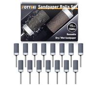 FOTYBEI 15Pcs 1500 Grit Sanding Drums Sandpaper Sticks Set for Dremel Rotary Tool Accessories with 1/8" Shank, Suitable for Metal Rust Removal/Jade Polishing/Stone Grinding