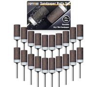 FOTYBEI 20Pcs 180 Grit Sanding Drums Sandpaper Sticks Set for Dremel Rotary Tool Accessories with 1/8" Shank, Suitable for Metal Rust Removal/Jade Polishing/Stone Grinding