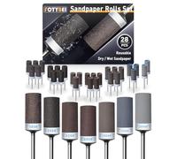 FOTYBEI 28Pcs Sanding Drums Sandpaper Sticks Set for Dremel Rotary Tool Accessories, 180/240/320/600/1000/1500/2000 Grits Sanding Bits Kit with 1/8" Shank for Wood Metal Jade Polishing Grinding