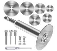 FOTYBEI Rotary Drill Saw Blade, 6pcs HSS Circular Saw Blades Cutting Discs, 1pc 1/4" Hex Long Shank, 1/4" Round Shank, 2pc 1/8" Round Shank, for Cutting Wood PVC Pipe Plastic Soft Metal