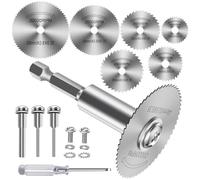 FOTYBEI Rotary Drill Saw Blade, 6pcs HSS Circular Saw Blades Cutting Discs, 1pc 1/4" Hex Short Shank, 1/4" Round Shank, 2pc 1/8" Round Shank, for Cutting Wood PVC Pipe Plastic Soft Metal