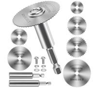 FOTYBEI Rotary Drill Saw Blade, 6pcs HSS Circular Saw Blades Cutting Discs, 1pc 1/4" Hex Short Shank, 1/4" Hex Long Shank, for Cutting Wood PVC Pipe Plastic Soft Metal
