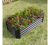 FOUBAM Raised Beds for Garden,Raised Planters for Garden Outdoor,4 X 2 X 1 FT Galvanised Metal Planter Box Beds Steel Kits for Vegetables Flower Herb Patio Black Rectangle