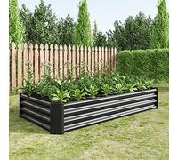 FOUBAM Raised Beds for Garden,Raised Planters for Garden Outdoor,6 X 3 X 1 FT Galvanised Metal Planter Box Beds Steel Kits for Vegetables Flower Herb Patio Black Rectangle