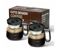 Foubret Coffee Pot Mug,16 Oz Mini Glass Coffee Pot Coffee Mug with Spill Proof Lid & Heat Proof, Coffee Pot Cup Gifts for Coffee Lovers (2PCS)