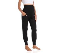 Foucome Women's Maternity Jogger Pants Over Belly Sweatpants Stretchy Pregnancy Workout Lounge Pants with Pockets (Black, XL)