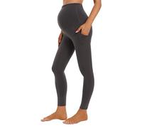 Foucome Women's Maternity Leggings with Pockets Buttery Soft Pregnancy Workout Leggings Yoga Activewear Work Pants (Grey, S)