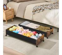 FOUCSSOMEI Under Bed Storage with Wheels, XXXXL Larger Under Bed Drawers On Wheels, Wooden Under Bed Shoe Organizer, Storage for Shoes Clothes