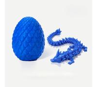 FOUDAY 3D Printed Dragon in Egg Toys, Articulated Dragon Crystal Dragon Egg, Flexible Joints Dragon Fidget Toy Easter Egg Hunt, Home Office Decor Executive Desk Toys for Kids Adults (Blue)
