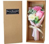 FOUDAY Flowers Bouquet Gift Box,Floral Soap Roses Imitation Roses Carnation,Scented Soap Gift Box for Her Him Valentine's Day Anniversary Wedding Mothers' Day Birthday Gift (Pink, Carnation)