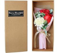 FOUDAY Flowers Bouquet Gift Box,Floral Soap Roses Imitation Roses Carnation,Scented Soap Gift Box for Her Him Valentine's Day Anniversary Wedding Mothers' Day Birthday Gift (Red, Carnation)