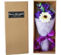 FOUDAY Flowers Bouquet Gift Box, Floral Soap with Roses & Carnations, Scented Gift Box for Him & Her - Valentine's, Anniversary, Wedding, Mother's Day & Birthday (Purple)