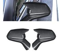 Fouedy 1pair Glossy Black Carbon Fiber Color Horn Style Rearview Side Mirror Cover Caps For Chevy Camaro SS RS ZL1 LT 2016-2021 (Carbon Fiber)