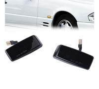 Fouedy Dynamic Flowing LED Car Side Marker Lights Repeater Signal Lights For Benz C-Class W201 W202 E-Class W124 S-Class W140 SL-Class R129 (Smoked Black)