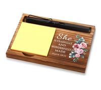 FOUGSTA Office Baptism Gift for Coworker, Christian Gift for Coworker, Sobriety Gift for Coworker, Serenity Prayer Gift for Coworker, Wooden Sticky Note Holder,16.5 x 12 x 1.5 cm,XXN45