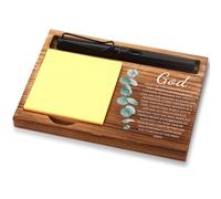 FOUGSTA Office Baptism Gift for Women, Christian Gift for Women, Sobriety Gift for Women, Serenity Prayer Gift for Women, Wooden Sticky Note Holder With Inspirational Quotes,16.5 x 12 x 1.5 cm,XXN46