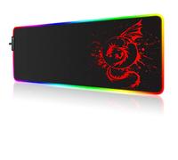 Foulrog RGB Gaming Mouse Pad, Large Extended Glowing Led Mousepad with 15 Lighting Modes and USB,Smooth Surface Waterproof Gamer Mouse Mat for Gaming, Macbook, PC, Laptop, Desk 31.5 X 12 Inch (Red)