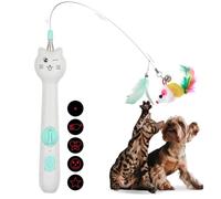 Found Notice Feather Cat Toys with Red Dot LED Light, 3-in-1 Interactive Cat Toy (Blue)