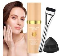 Foundation 4 In 1 - Light Spectrum, Sunscreen Serum SPF 50 Colour Changing Foundation For Mature Skin, Moisturizing Full Coverage Liquid Foundation, With Brush & Powder Puff, 30ml (1 Set, One Size)