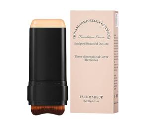Foundation Bar, Contour Stick - Matte Foundation Stick with Brush Natural Stick Foundation,Lightweight Finish Moisturizing Foundation for Chinese New Year, Valentine's Day and Dating