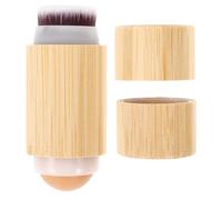 Foundation Brush with Roller, Bamboo Wood Volcanic Stone Fiber | Soft Bristles, Comfortable to Hold Handle, Blending Tool, Space-saving Design, Compact Size for Travel Makeup Routines