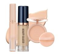 Foundation+Concealer+Setting Powder,3Pcs/Set Face Natural Cosmetic Set,Semi-Coverage Long-lasting Natural Look Face Cosmetic,Moisturizing Lightweight Makeup Kit #403+#3+#102