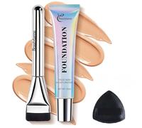Foundation Full Coverage-WO5 Light Neutral,Liquid Foundation Makeup Kit with Powder Puff & Brush,Invisible Coverage,Long-Lasting, Buildable Wear, Vegan & Cruelty-Free, for All Skin Types,45ml