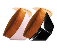 Foundation Makeup Brush Fast Flawless Application Blusher Liquid Cream Powder Cosmetic Face Blending Tool with Storage Box, Dense and Soft, Ideal for Powder Cream Mixed Liquid Cosmetics Applying (Black and Pink 2PCS Set)