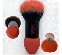 Foundation Makeup Brush with Blending Sponge 2-in-1 Kabuki Brush - Dual-Ended Design for Foundation, Powder, and Blush - Soft, Dense Bristles for Flawless Makeup Application - Black & Red by Xagi