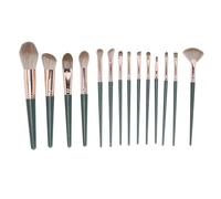 Foundation Powder Brush Set, Green Fluffy Makeup Brush Set, Concealer Blush Brush, Long Handle, Holds Powder Expertly While Traveling