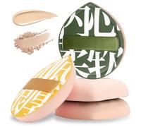 Foundation Sponge, 4 PCS Korean Cosmetic Puff for Women, Teardrop Setting Face Cushion Puff Soft Make Up Sponge for Concealer Liquid Cream and Powder, Beginner-Friendly, XL/L
